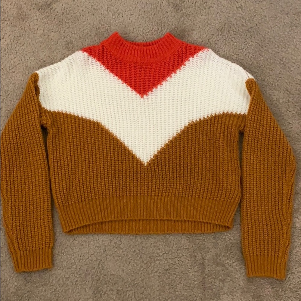 Forever 21 Retro Colorblock Cropped Sweater